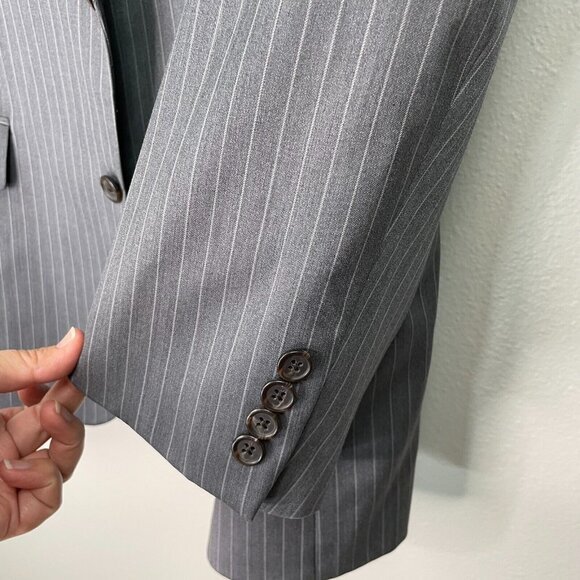 Lauren Ralph Lauren Sport Coat Mens 42R Stripe Gray Blazer Suit Jacket 100% Wool - Picture 5 of 11